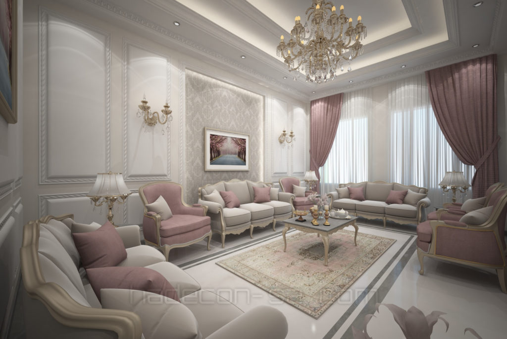 2018-تصميم داخلي لمجمع فيلل بحي العزيزيه بالخبر-نموزج لاحدي فلل في المجمع-المدخل ومجلس النساء-03