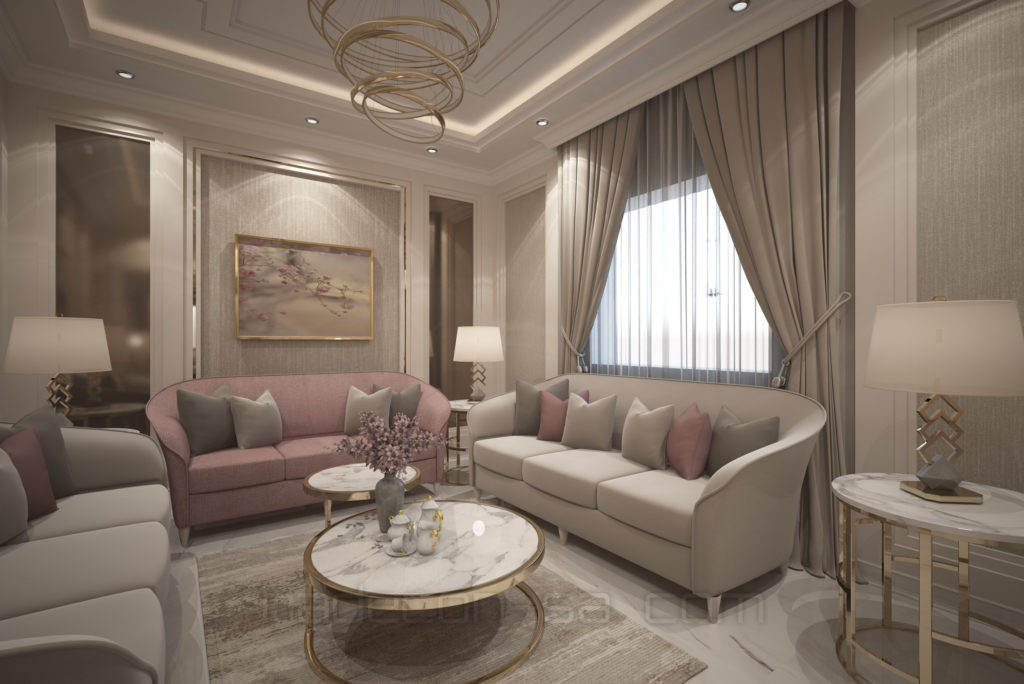 2020-تصميم داخلي لفيلا بحي الحسام بالخبر-مجلس النساء وغرفة المعيشة-01