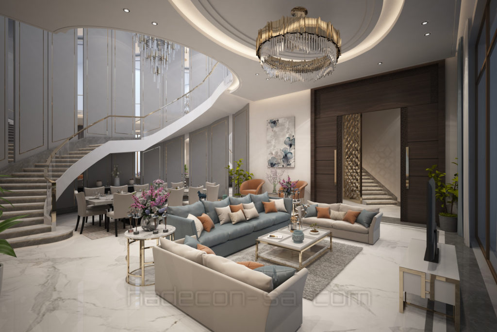 2021-تصميم داخلي لفيلا بقصر الخليج بالخبر-غرفة معيشة - الدور الأرضي-02
