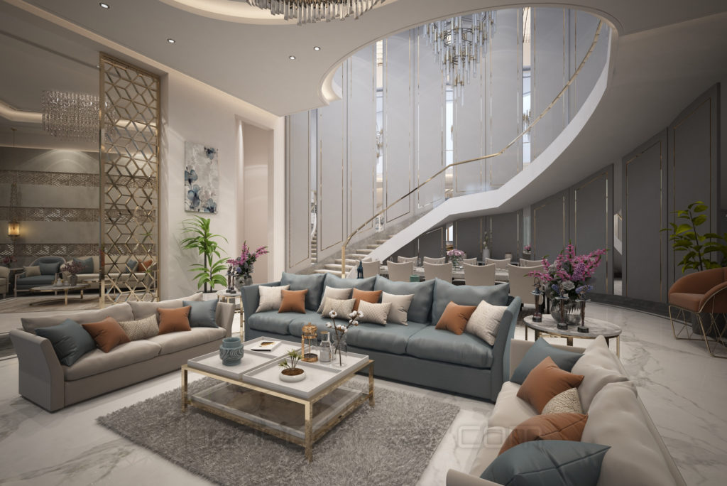 2021-تصميم داخلي لفيلا بقصر الخليج بالخبر-غرفة معيشة - الدور الأرضي-03